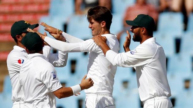 Pakistan's Shaheen Afridi celebrates bowling out Dean Elgar. (Reuters) Pakistan's Shaheen Afridi celebrates bowling out Dean Elgar. (Reuters)