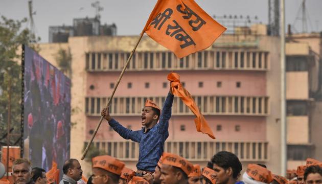 The fate of the private member’s bill for the construction of the Ram temple, which was mooted by Bharatiya Janata Party’s (BJP) Rajya Sabha MP Rakesh Sinha remains unclear. (Burhaan Kinu/HT Photo) The fate of the private member’s bill for the construction of the Ram temple, which was mooted by Bharatiya Janata Party’s (BJP) Rajya Sabha MP Rakesh Sinha remains unclear. (Burhaan Kinu/HT Photo)