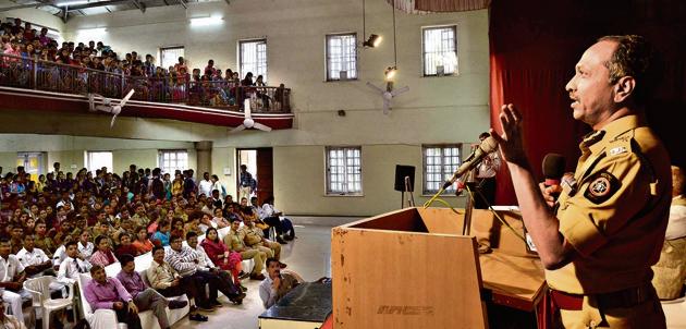 Pune Police Commissioner K Venkatesham at interactive session with students of SP College in Pune (Ravindra Joshi/HT PHOTO) Pune Police Commissioner K Venkatesham at interactive session with students of SP College in Pune (Ravindra Joshi/HT PHOTO)