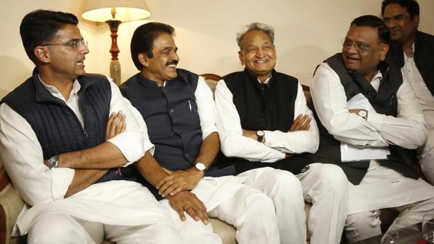 Congress party leaders Sachin Pilot, K.C. Venugopal, Rajasthan chief ministerAshok Gehlot. (AP file photo) Congress party leaders Sachin Pilot, K.C. Venugopal, Rajasthan chief ministerAshok Gehlot. (AP file photo)