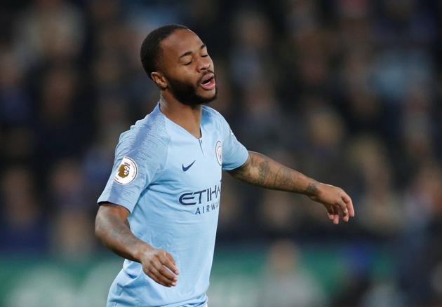 Manchester City's Raheem Sterling reacts during the Premier League match against Leicester.(Reuters) Manchester City's Raheem Sterling reacts during the Premier League match against Leicester.(Reuters)