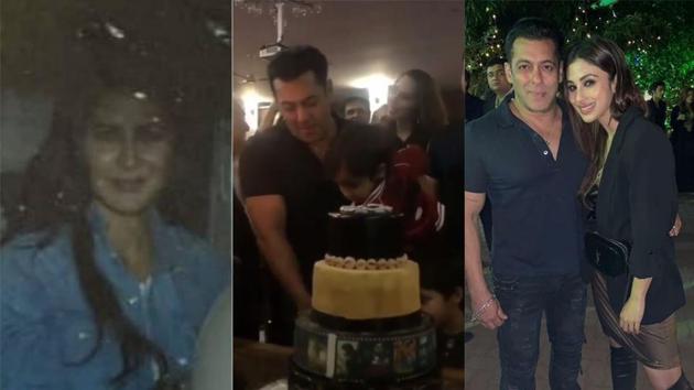 Several Bollywood celebs including Katrina Kaif and Mouni Roy attended Salman Khan’s birthday bash on Wednesday.(Viral Bhayani)