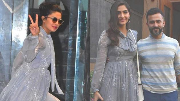 Sonam Kapoor wore the same dress as Priyanka Chopra, while out with husband Anand Ahuja in Mumbai. (Instagram)