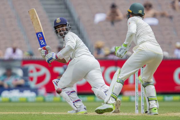 Ajinkya Rahane during play day two of the third cricket test between India and Australia in Melbourne. (AP) Ajinkya Rahane during play day two of the third cricket test between India and Australia in Melbourne. (AP)