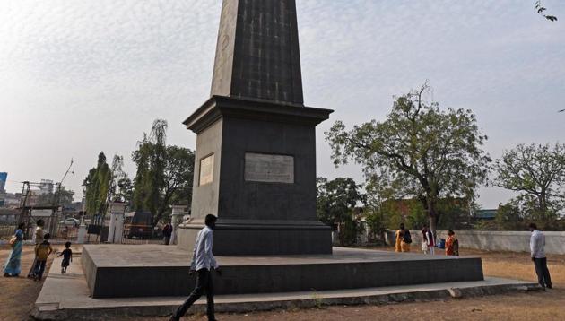 Victory Pillar at Koregaon Bhima in Pune(Pratham Gokhale/HT Photo)