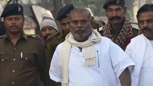 Convicted suspended RJD leader Raj Ballabh Yadav coming from court after the Civil Court sentenced him to life imprisonment in connection with the raping a minor girl, in Patna (Santosh KUmar/ HTPhoto)