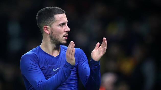 Chelsea's Eden Hazard celebrates after the match(REUTERS)