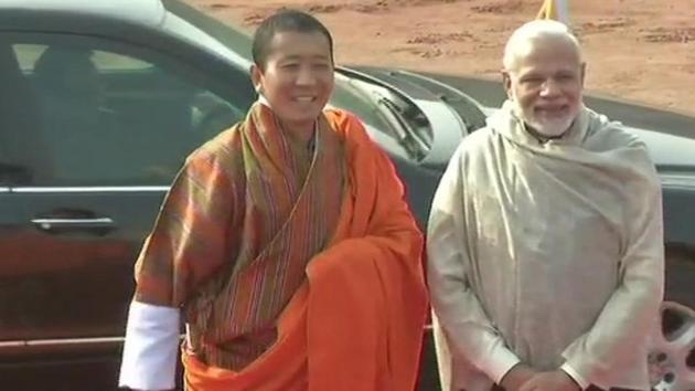Prime Minister Narendra Modi Friday announced a <span class='webrupee'>₹</span>4,500 crore financial assistance to Bhutan.(ANI/Twitter)