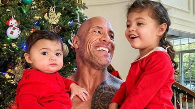 Dwayne Johnson with his daughters Jasmine and Tiana.(Instagram)