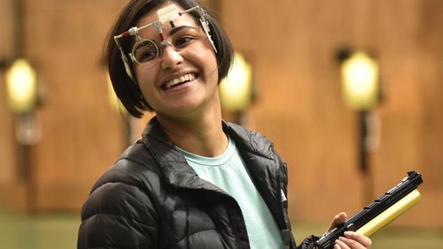 Heena Sidhu wins gold in 10 metre air pistol in Asian Olympic Qualifying Competition.(Hindustan Times)