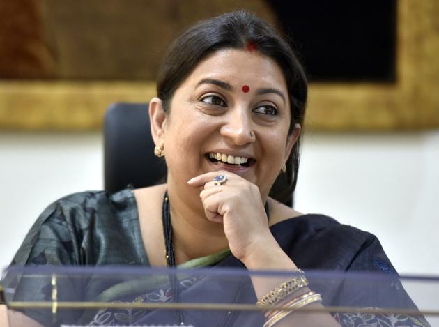 Before heading to Amethi, Union minister Smriti Irani took a swipe at Congress president Rahul Gandhi on Friday. ( Photo by Sonu Mehta/ Hindustan Times) (Sonu Mehta/HT PHOTO) Before heading to Amethi, Union minister Smriti Irani took a swipe at Congress president Rahul Gandhi on Friday. ( Photo by Sonu Mehta/ Hindustan Times) (Sonu Mehta/HT PHOTO)