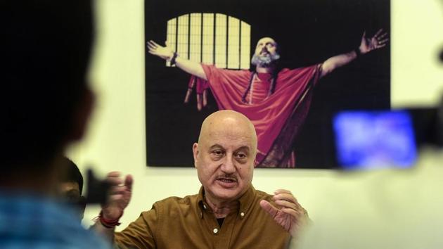 Bollywood actor Anupam Kher addresses a press conference which he had called after Maharashtra Youth Congress asked for a screening of the film prior to its release, a demand they later withdrew, in Mumbai on December 28.(PTI Photo) Bollywood actor Anupam Kher addresses a press conference which he had called after Maharashtra Youth Congress asked for a screening of the film prior to its release, a demand they later withdrew, in Mumbai on December 28.(PTI Photo)