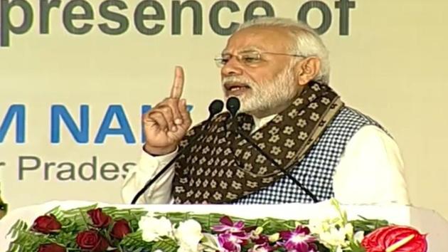 Prime Minister Narendra Modi continued Saturday with his attack on the Congress over its “unfulfilled” loan waiver promises. (BJP/Twitter) Prime Minister Narendra Modi continued Saturday with his attack on the Congress over its “unfulfilled” loan waiver promises. (BJP/Twitter)