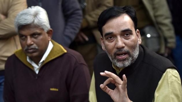 Delhi labour minister Gopal Rai speaks to media after the party's National Executive Meet, at Civil Lines, in New Delhi, India on Friday (Sonu Mehta/HT PHOTO) Delhi labour minister Gopal Rai speaks to media after the party's National Executive Meet, at Civil Lines, in New Delhi, India on Friday (Sonu Mehta/HT PHOTO)