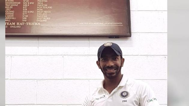 Man of the match Jasprit Bumrah poses in front of the honours board. (Twitter (@JaspritBumrha93)) Man of the match Jasprit Bumrah poses in front of the honours board. (Twitter (@JaspritBumrha93))