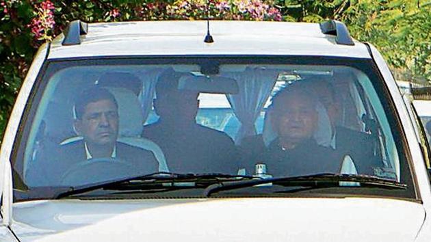 Chief minister Ashok Gehlot arrives for the first cabinet meeting in Jaipur on Saturday (HT Photo) Chief minister Ashok Gehlot arrives for the first cabinet meeting in Jaipur on Saturday (HT Photo)