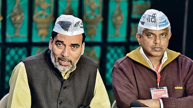 AAP leaders Pankaj Gupta and Gopal Rai speak to media after party’s national council meet. (Sonu Mehta) AAP leaders Pankaj Gupta and Gopal Rai speak to media after party’s national council meet. (Sonu Mehta)