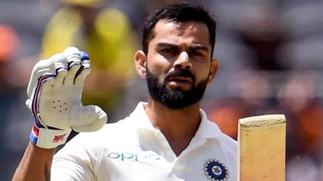 India's batsman Virat Kohli celebrates scoring his century. (AFP) India's batsman Virat Kohli celebrates scoring his century. (AFP)