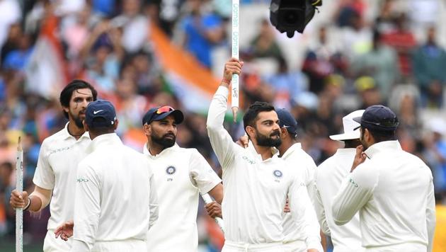 Indian players celebrate after winning the third Test against Australia in Melbourne. (REUTERS) Indian players celebrate after winning the third Test against Australia in Melbourne. (REUTERS)
