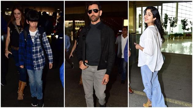 Actor Hrithik Roshan headed out of the country with his kids and ex-wife Sussanne Khan, while janhvi returned from Singapore with her father Boney Kapoor and sister Khushi. Actor Hrithik Roshan headed out of the country with his kids and ex-wife Sussanne Khan, while janhvi returned from Singapore with her father Boney Kapoor and sister Khushi.