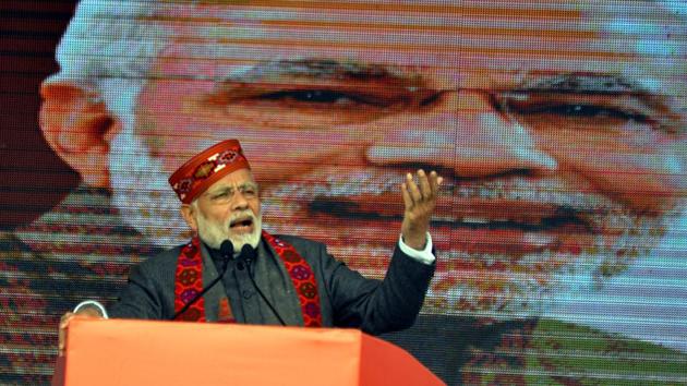 The Bharatiya Janata Party (BJP) will attempt to recover from its recent electoral defeats in three Hindi heartland states with a focused strategy to win territories and forge fresh alliances, centered around a public speaking spree by Prime Minister Narendra Modi over the next 100 days. Modi will tour 20 states to “activate” BJP workers and seek support from voters. (Shyam Sharma / HT File) The Bharatiya Janata Party (BJP) will attempt to recover from its recent electoral defeats in three Hindi heartland states with a focused strategy to win territories and forge fresh alliances, centered around a public speaking spree by Prime Minister Narendra Modi over the next 100 days. Modi will tour 20 states to “activate” BJP workers and seek support from voters. (Shyam Sharma / HT File)