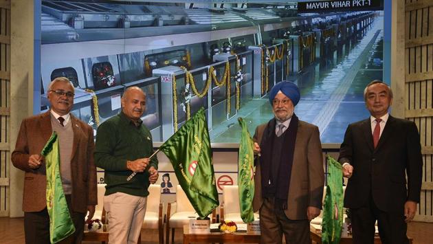 The 9.7-km Lajpat Nagar-Mayur Vihar Pocket 1 corridor of the Delhi Metro’s Pink Line was inaugurated by Union minister Hardeep Singh Puri. The line directly connects south and east Delhi on the rapid transit network. The new segment is part of the 59-km-long Pink Line, which spans from Majlis Park to Shiv Vihar. (Biplov Bhuyan / HT Photo) The 9.7-km Lajpat Nagar-Mayur Vihar Pocket 1 corridor of the Delhi Metro’s Pink Line was inaugurated by Union minister Hardeep Singh Puri. The line directly connects south and east Delhi on the rapid transit network. The new segment is part of the 59-km-long Pink Line, which spans from Majlis Park to Shiv Vihar. (Biplov Bhuyan / HT Photo)