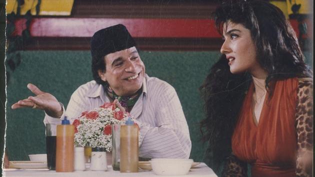 Kader Khan and Raveena Tondon in Aatish. (HT Photo)