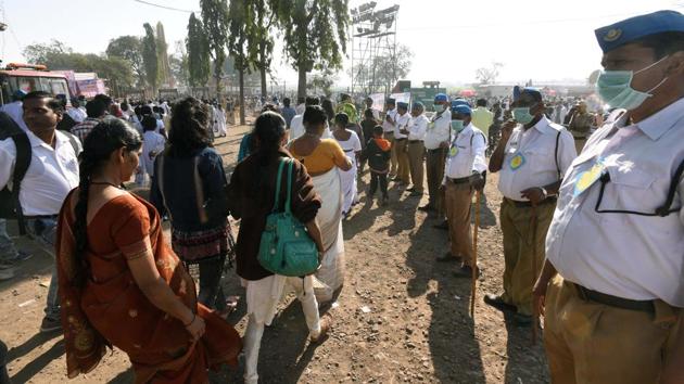 The unprecedented gathering of Dalits at Bhima Koregaon victory memorial on Tuesday is being seen as an assertion by the Dalits that they will not be cowed down by Hindutva forces. (Pratham Gokhale/HT Photo) The unprecedented gathering of Dalits at Bhima Koregaon victory memorial on Tuesday is being seen as an assertion by the Dalits that they will not be cowed down by Hindutva forces. (Pratham Gokhale/HT Photo)