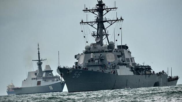China is building the first of four “most advanced” naval warships for its “all-weather ally” Pakistan as part of a major bilateral arms deal to ensure among other things “balance of power” in the strategic Indian Ocean, state media reported.(Representative Image/AFP File Photo) China is building the first of four “most advanced” naval warships for its “all-weather ally” Pakistan as part of a major bilateral arms deal to ensure among other things “balance of power” in the strategic Indian Ocean, state media reported.(Representative Image/AFP File Photo)