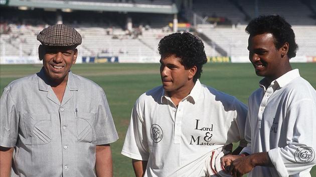 File image of Ramakant Achrekar withSachin Tendulkar and Vinod Kambli.(Popperfoto/Getty Images)