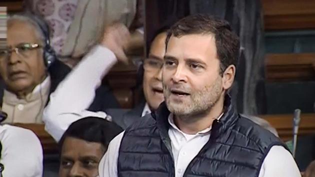 Congress President Rahul Gandhi in Lok Sabha during the discussion on Rafale issue in New Delhi. (PTI) Congress President Rahul Gandhi in Lok Sabha during the discussion on Rafale issue in New Delhi. (PTI)