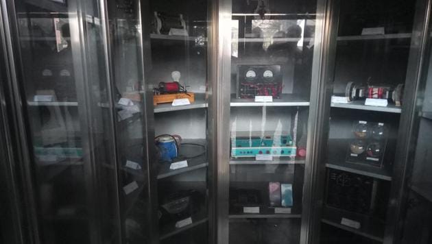 A cassette player, a laptop, a handycam, a drone among others have been sealed in a metal and glass “time capsule” and buried 10 feet deep at the campus of Lovely Professional University on the sidelines of the Indian Science Congress. (HT PHOTO) A cassette player, a laptop, a handycam, a drone among others have been sealed in a metal and glass “time capsule” and buried 10 feet deep at the campus of Lovely Professional University on the sidelines of the Indian Science Congress. (HT PHOTO)