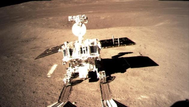 Yutu-2, China's lunar rover, leaves wheel marks after leaving the lander that touched down on the surface of the far side of the moon in this photo provided by China National Space Administration via Xinhua News Agency on January 3.(AP Photo) Yutu-2, China's lunar rover, leaves wheel marks after leaving the lander that touched down on the surface of the far side of the moon in this photo provided by China National Space Administration via Xinhua News Agency on January 3.(AP Photo)