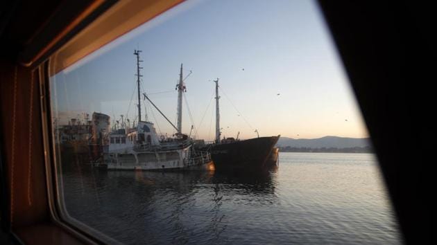 From Piraeus to the island of Salamina that lies off of Elefsina, the sea is littered with 52 shipwrecks, said Dimosthenis Bakopoulos, head of Greece’s Public Ports Authority. “You don’t have to be a scientist to understand that the shipwrecks are an environmental bomb that degrades the environment of the nearby municipalities,” he said, adding that some of ships were still leaking petroleum products. (Thanassis Stavrakis / AP) From Piraeus to the island of Salamina that lies off of Elefsina, the sea is littered with 52 shipwrecks, said Dimosthenis Bakopoulos, head of Greece’s Public Ports Authority. “You don’t have to be a scientist to understand that the shipwrecks are an environmental bomb that degrades the environment of the nearby municipalities,” he said, adding that some of ships were still leaking petroleum products. (Thanassis Stavrakis / AP)