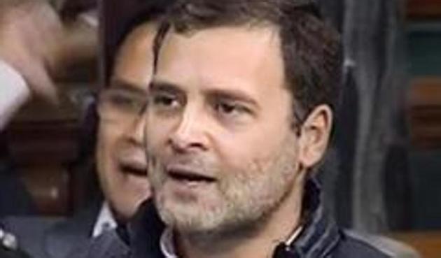 New Delhi: Congress President Rahul Gandhi speaks in the Lok Sabha during the discussion on Rafel issue at Parliament in New Delhi.(PTI) New Delhi: Congress President Rahul Gandhi speaks in the Lok Sabha during the discussion on Rafel issue at Parliament in New Delhi.(PTI)