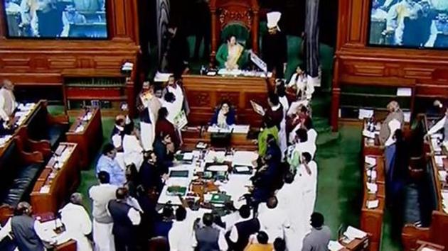 Lok Sabha speaker Sumitra Mahajan is likely to revoke the suspension of 45 members who had faced action for creating ruckus in the House.(PTI) Lok Sabha speaker Sumitra Mahajan is likely to revoke the suspension of 45 members who had faced action for creating ruckus in the House.(PTI)