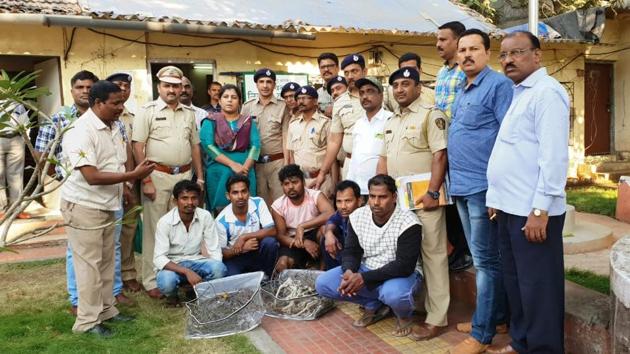 Forest staff arrested five poachers on Monday. (Maharashtra forest department) Forest staff arrested five poachers on Monday. (Maharashtra forest department)