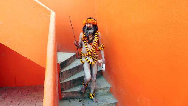 A Naga Sadhu or a Hindu holy man arrives to take part in a religious procession ahead of the Kumbh Mela, in Prayagraj, Uttar Pradesh. (Jitendra Prakash / REUTERS) A Naga Sadhu or a Hindu holy man arrives to take part in a religious procession ahead of the Kumbh Mela, in Prayagraj, Uttar Pradesh. (Jitendra Prakash / REUTERS)