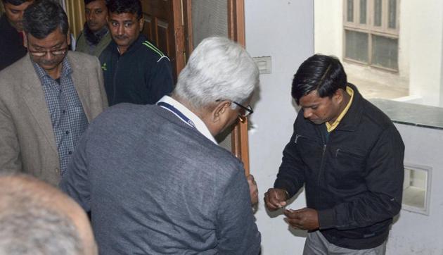 Central Bureau of Investigation (CBI) official conduct a raid at the residences of senior officers, including IAS officer B Chandrakala in connection with illegal sand mining case, in Lucknow, Saturday, Jan 5, 2019. (PTI) Central Bureau of Investigation (CBI) official conduct a raid at the residences of senior officers, including IAS officer B Chandrakala in connection with illegal sand mining case, in Lucknow, Saturday, Jan 5, 2019. (PTI)