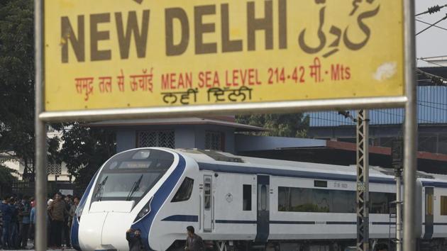 The T-18 train which has diffused lighting, automatic doors and footsteps beside GPS-based Passenger Information System, seen during its inspection by Railway Minister Piyush Goyal, at New Delhi Railway Station, in New Delhi. (Burhaan Kinu / HT Photo) The T-18 train which has diffused lighting, automatic doors and footsteps beside GPS-based Passenger Information System, seen during its inspection by Railway Minister Piyush Goyal, at New Delhi Railway Station, in New Delhi. (Burhaan Kinu / HT Photo)