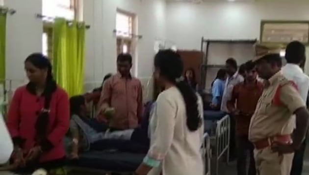 At least 67 girls of a state-run residential school were rushed to a hospital in the Ranga Reddy district on Sunday after they complained of stomach ache and vomitted, police said. (ANI Photo) At least 67 girls of a state-run residential school were rushed to a hospital in the Ranga Reddy district on Sunday after they complained of stomach ache and vomitted, police said. (ANI Photo)