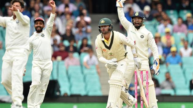Australia's batsman Nathan Lyon chose against reviewing his lbw dismissal. (AFP) Australia's batsman Nathan Lyon chose against reviewing his lbw dismissal. (AFP)