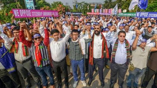 North East Students' Organization (NESO) stage a protest against the Citizenship (Amendment) Bill 2016, in Guwahati, Tuesday, Nov. 20, 2018. (PTI file photo) North East Students' Organization (NESO) stage a protest against the Citizenship (Amendment) Bill 2016, in Guwahati, Tuesday, Nov. 20, 2018. (PTI file photo)