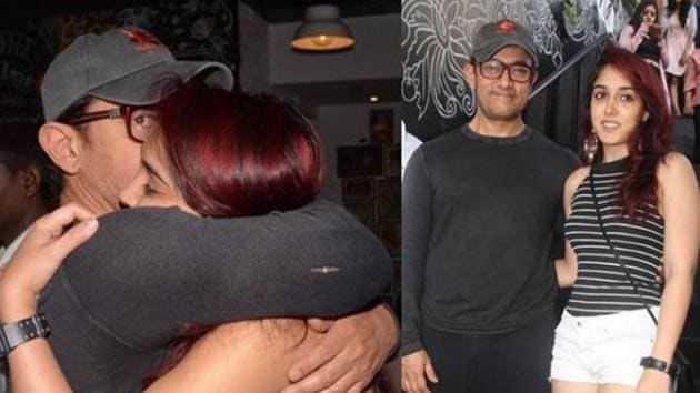 Aamir Khan was seen with his daughter at a restaurant in Mumbai.(Viral Bhayani)