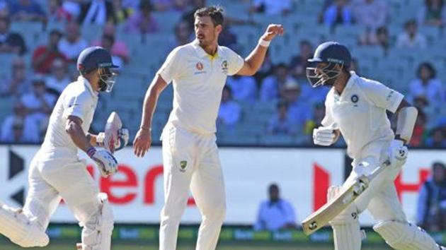 India's captain Virat Kohli (L) and Cheteshwar Pujara (R) run between the wickets as Australia's Michell Starc looks on. (REUTERS) India's captain Virat Kohli (L) and Cheteshwar Pujara (R) run between the wickets as Australia's Michell Starc looks on. (REUTERS)