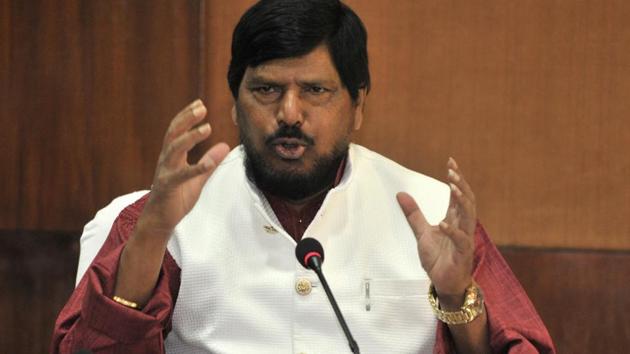 Union minister for social justice and empowerment Ramdas Athawale has welcomed the Narendra Modi-led government’s move to clear a 10% quota in jobs and educational institutions for the economically weaker sections among the upper castes.(Ravi Kumar/HT File Photo)