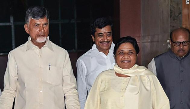 Andhra Pradesh Chief Minister N Chandrababu Naidu will be in Delhi on Tuesday where he will meet top opposition leaders including Congress President Rahul Gandhi, SP chief Akhilesh Yadav and BSP chief Mayawati (File Photo) (PTI) Andhra Pradesh Chief Minister N Chandrababu Naidu will be in Delhi on Tuesday where he will meet top opposition leaders including Congress President Rahul Gandhi, SP chief Akhilesh Yadav and BSP chief Mayawati (File Photo) (PTI)