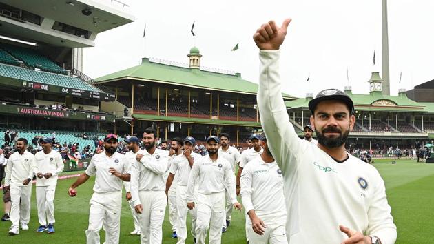 Virat Kohli and co celebrate their series win against Australia in Sydney. (AFP) Virat Kohli and co celebrate their series win against Australia in Sydney. (AFP)