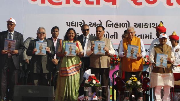 Gujarat Governor OP Kohli and state Chief Minister Vijay Rupani inaugurated the event on the Sabarmati riverfront. (Siddharaj Solanki / HT Photo) 