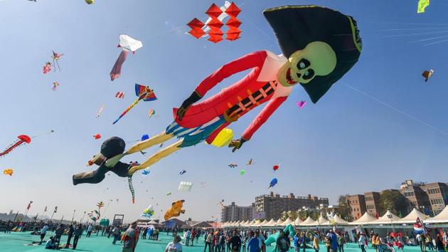 Enthusiasts launch pirate shaped kite on the first day of this nine-day festival. Governor Kohli said the festival inspires healthy competition and a spirit of brotherhood among different communities. (Santosh Hirlekar / PTI) 